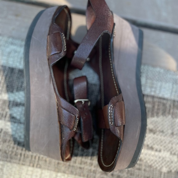 Jil Sander leather platform sandals/ wedges in gorgeous brown size 38
